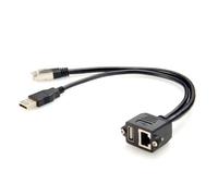 Cavo di prolunga combinato Ethernet Dual USB 2.0 RJ45 Cat5e 8P8C passante for telaio da pannello tipo A maschio a femmina