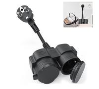 Cavo di prolunga con 2 prese Schuko, doppia spina per presa, doppia presa con contatto di protezione impermeabile IP44, fino a 250 V/16 A, doppio connettore esterno per cucina, casa, ufficio