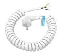Cavo di prolunga con contatto di protezione, 20 m, connettore a spirale, cavo di prolunga in plastica, IP20, interno con spina Schuko, cavo di alimentazione Schuko 230 V/16 A, bianco
