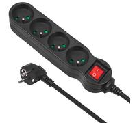 Cavo di prolunga con interruttore a 4 prese Maclean 2300W Nero 1,4m/3m/5m