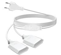Cavo di prolunga da 2 m, cavo di alimentazione, 0,75 mm², 2 m, cavo di alimentazione lungo, tipo C, spina Euro a doppia presa di tipo C, max. 250 V/2,5 A, 625 W per TV PC Monitor Lampade - Bianco