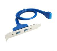 Cavo di prolunga da USB 3.0 a 20 pin con pannello posteriore a doppia porta, adattatore schermato da 50 cm per scheda madre del computer, blu