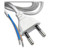 Cavo Di Prolunga Di Alimentazione Con Spina Ricablata UE Da 2 Pezzi, 1,8 M, 0,75 Mm², Bianco, Spelato, For Lavastoviglie, Aspirapolvere E Ventilatori Elettrici