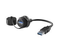 Cavo di prolunga for connettore USB 3.0 da 0,1 m a 4 m Adattatore M20 for autoveicoli con attacco rapido a baionetta USB A femmina a maschio Dati da pannello(0.3m USB3.0,Plastic nut)