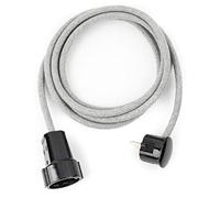 Cavo di prolunga in tessuto, 2,5 m, colore grigio chiaro, cavo in tessuto con spina Schuko angolare e frizione in Duroplast (effetto bachelite)