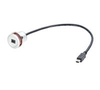 Cavo di prolunga mini USB rotondo da incasso, 0,3 metri, mini USB a 5 pin, montaggio a filo, da maschio a femmina, in metallo, 480 Mbps, 5 V, 2 A, sincronizzazione dati, cavo di ricarica per montaggio