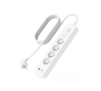 Cavo di prolunga multiplo a 4 prese con protezione dai fulmini, USB e USB-C 2 m