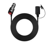 Cavo di prolunga per auto, 12 V, prolunga per accendisigari con spina e presa, fusibile per 12 V/24 V di corrente da campeggio, ecc. 5 m, nero
