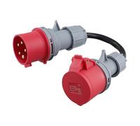 Cavo di prolunga per caricabatterie EV CEE da 5 pin 32A maschio a 16A femmina 400V nero e rosso