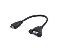 Cavo di Prolunga per Montaggio A Vite Sul Pannello Frontale USB 3.2 Gen2 10 Gbps 20 Pin TIPO e A Connettore Femmina USB 3.2 TIPO A Estensore 20cm