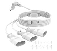 Cavo di prolunga piatto da 2 m, spina europea con interruttore, adattatore 3 in 1, spina piatta, cavo di alimentazione triplo piatto, prolunga 2,5 A/250 V per TV PC computer