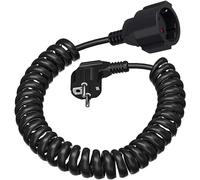 Cavo di prolunga Schuko, 3 m, contatto di protezione a spirale (230 V/16 A) estensibile da 0,9 m a 3 m max, cavo di prolunga in PVC per ufficio, cucina, soggiorno, nero
