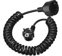 Cavo di prolunga Schuko, 3680 W, cavo a spirale, prolunga da 64 cm a 2 m, cavo a spirale, cavo con spina Schuko e frizione per casa, ufficio, cucina