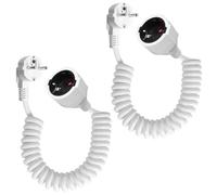 Cavo di prolunga Schuko a spirale, 2 m, con contatto di protezione, prolunga a spirale da 0,6 m a 2 m, 16 A/230 V, 3680 W, con spina Schuko e frizione