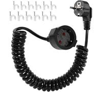 Cavo di prolunga Schuko a spirale, 2 m, con spina Schuko e frizione, prolunga da 0,75 m a 2 m, cavo a spirale da 3680 W