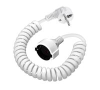 Cavo di prolunga Schuko da 2 m, con contatto di protezione, cavo a spirale | Cavo adattatore per presa Schuko, IP20, cavo a spirale H05VV-F 3G, 1 mm², 250 V/16 A/max. 3680 W, adatto per casa e ufficio