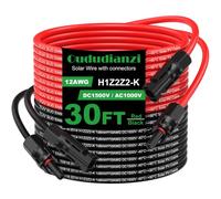 Cavo di prolunga solare da 12 AWG con connettore femmina e maschio con coppia di connettori extra gratuiti, kit adattatore per pannello solare (9 m)