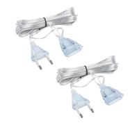 Cavo di prolunga trasparente, 2 pezzi sottile, spina europea, prolunga da 5 m, cavo piatto per luce LED, per esterni 220 V