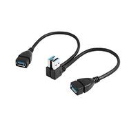 Cavo di prolunga USB 3.0, 20 cm, adattatore ad angolo destro e sinistro di 90 gradi, tipo A maschio a femmina, connessione ad alta velocità, 2 pezzi