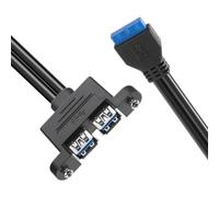 Cavo di prolunga USB 3.0 con staffa a pannello, 0,3 m | Due prese USB-a femmina, spina maschio accoppiata, design di montaggio per accesso alla custodia desktop