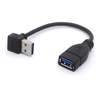 Cavo di prolunga USB 3.0 corto, angolo di 90 gradi sinistro, cavo da USB tipo A maschio a femmina, cavo di estensione della velocità da 5 Gbps, 15 cm
