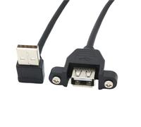 Cavo di prolunga USB 3.0 da 2 pezzi Cavo di prolunga da maschio a femmina Cavo a doppia schermatura Vite Montaggio a pannello Gomito sinistro a 90 gradi verso il basso a destra(USB 2.0 up,0.5 meter)
