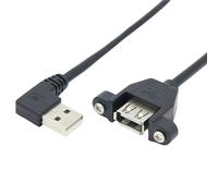 Cavo di prolunga USB 3.0 da 2 pezzi Cavo di prolunga da maschio a femmina Cavo a doppia schermatura Vite Montaggio a pannello Gomito sinistro a 90 gradi verso il basso a destra(USB 2.0 left,0.3 meter)