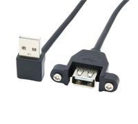 Cavo di prolunga USB 3.0 da 2 pezzi Cavo di prolunga da maschio a femmina Cavo a doppia schermatura Vite Montaggio a pannello Gomito sinistro a 90 gradi verso il basso a destra(USB 2.0 down,1m)