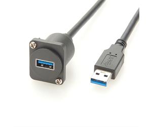 Cavo di prolunga USB 3.0 tipo D maschio-femmina, convertitore per montaggio a pannello XLR tipo A, cavo di accoppiamento flangiato per chassis USB A