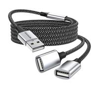Cavo di prolunga USB, splitter USB da USB A maschio a 2 femmine, cavo splitter USB resistente, in nylon intrecciato per trasferimento dati veloce, compatibile con stampante, flash drive, Playstation