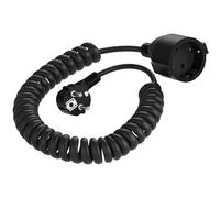Cavo di protezione a spirale, 3 m, prolunga a spirale espandibile (230 V/16 A), cavo a spirale con spina Schuko e frizione, IP20, nero