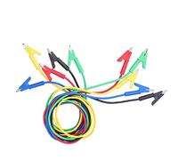 Cavo di prova con clip a coccodrillo a doppia estremità in ottone, 1 m, 5 pezzi; cavetti di prova elettrici senza fili con guaina in PVC; ponticello ad alta conduttività per