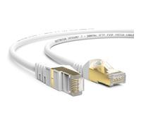 Cavo di rete CAT 7, 0,5 m, Gigabit Ethernet LAN, bianco, 10 Gbit/s, cavo patch, cavo flessibile Cat.7, schermatura S/FTP con connettore RJ 45, placcato oro, ideale per router, modem, switch, PS4 e PS5