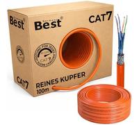 Germany B.e.s.t Cavo di rete CAT 7, 100 m, Simplex, cavo di rete in rame, LAN, S/FTP, 10 Gbit/s, Kat 7, in puro rame, cavo dati PoE+ LSZH