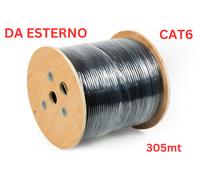 LINK LK305U6CEST - Cavo di rete categoria 6 U/UTP solido (305 metri, nero) - Guaina in HDPE resistente a raggi UV e agenti atmosferici - Conduttori CCA AWG23, conforme ISO/IEC 11801
