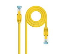 Cavo di rete categoria 7, con copertura LSZH (Low Smoke Zero Halogen) e schermatura SFTP (Shielded Foiled Twisted Pair). Conduttore PIMF (Pairs in Metal Foil), calibro AWG26, giallo, lunghezza 1