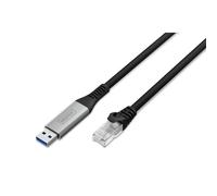 DIGITUS Cavo USB a Ethernet - Tipo-A a RJ45 - USB-A 3.2 Gen1 - 1 Gbit/s - 15 m - LSZH - Cat 6A S/FTP - AWG 26 - Plug & Play - Nero