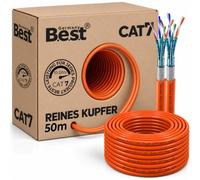 Cavo di rete duplex CAT 7, 50 m, in rame puro, cavo di posa LAN, S/FTP | 100% rame puro, cavo di installazione Duplex LAN, cavo di installazione Ethernet, S/FTP, PoE+, 10 Gbit, router, switch