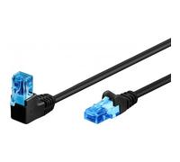 Goobay 51528 - Cavo patch CAT 6A, spina a 90 gradi, cavo di rete, Ethernet, Playstation, Xbox, cavo LAN, DSL, U/UTP, RJ45, nero, 0,50 m