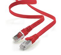 Cavo di rete piatto Cat.7 Gigabit Ethernet Lan (RJ45), 10Gbit/s, compatibile con Cat.5 -Cat.5e - Cat.6 Rosso / 1 pz 0,25 m