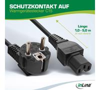 Cavo di rete - protezione con. al test dell'apparecchio caldo. C15 dritto - nero - 1m NEW