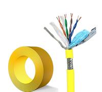 Cavo di rete SFTP Cat6e 26AWG - Guaina PUR, OFC a 8 fili, Doppia schermatura, Certificato CMR, Rulli di cablaggio interno flessibile industriale 50/100/200/300 M(980ft,26AWG-yellow-cat6e-8c-PUR)