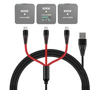 Cavo di ricambio USB C 3 in 1 per sistema microfonico Rode Wireless Go II, cavo di ricarica intrecciato in nylon con 3 spine di tipo C, 1,2 m