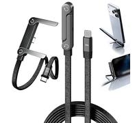 Cavo di Ricarica 2 in 1 Con Supporto, Cavo Ricarica Invisibile, Cavo-Ricarica Rapida 240W Più Posizioni Regolabili, Cavo Ricaric-a Laterale 1,5m per Smartphone, Tablet, Laptop, Ufficio, Viaggi (1Pezzo