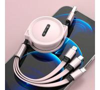 Cavo di ricarica 3 in 1 da 1m, cavo retrattile 1 a 3, cavo dati in TPE, compatibile con marchi principali come Vivo/OPPO, con interfacce integrate per iOS/Android/Type-C rosa,nero,verde,Viola,argentoT