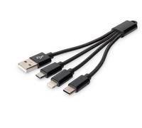 Digito 3-in-1 USB di ricarica USB-USB / USB-C / Lightning / Micro-USB 0,15 m 3 in 1 in 1 Cavo, CE, Black, DB-300160-00-S