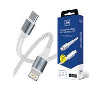 CAVO DI RICARICA 3MK Hyper Cable NSERIES, da USB-C a Lightning, 50 cm, Bianco, Argentocolo