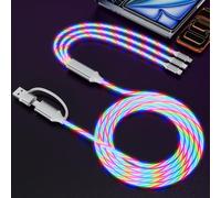 Cavo di Ricarica 60W,5in1 RGB-LED Light Up Cavo di ricarica con Connettori Micro A/C + Type-C + Lightning,MFi-certificato USB Cavo Universale per iPhone/Hua-wei/Android/Tablet/Galaxy/Google Pixel