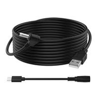 Cavo di ricarica con alimentatore DC compatibile con Ring Stick Up Cam Battery/Plug in 3/2a generazione, Spotlight Cam Plus/Pro Indoor/Esterno, Cavo di prolunga 4 m resistente alle intemperie (nero)