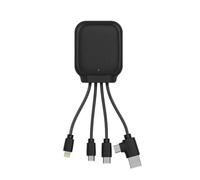 Cavo Di Ricarica Con Funzione NFC - Multi Connettore USB 4 in 1: USB C, USB e Micro USB, Cavo Di Ricarica Universale e Batteria Esterna 3000 mAh, in Pelle Riciclata - Iné Gamma Xoopar (Nero)